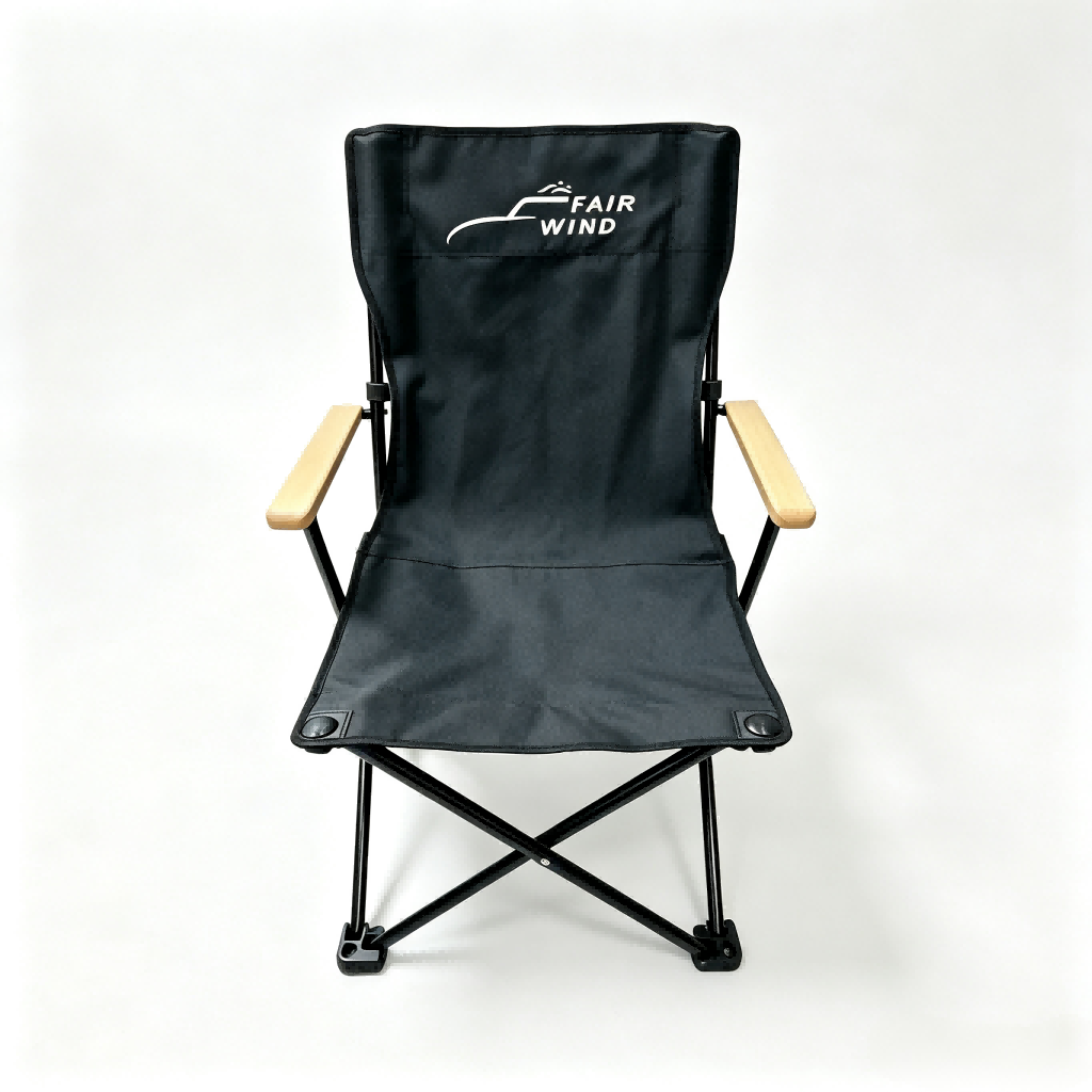 High Back Folding Camping Chair with Wooden Armrest