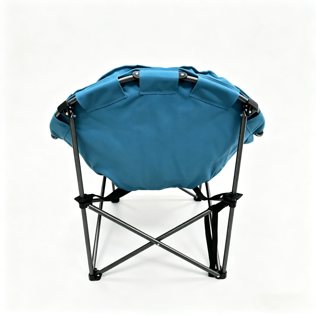 Padded Folding Camping Moon Chair with Side Storage Pocket