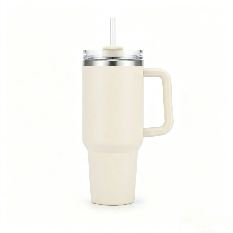 Double Wall Vacuum Insulated Tumbler with Straw and Handle