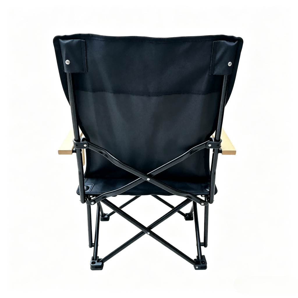 High Back Folding Camping Chair with Wooden Armrest