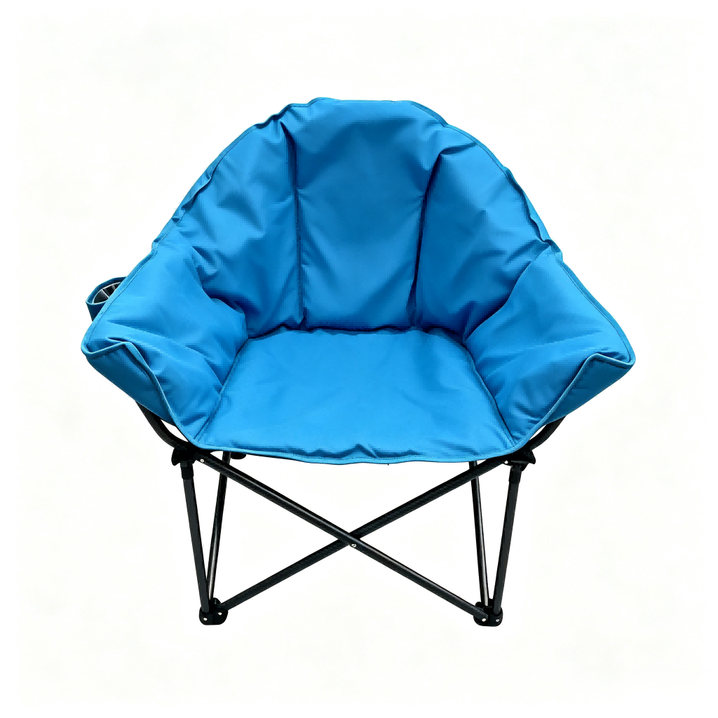 Padded Folding Camping Moon Chair with Side Storage Pocket