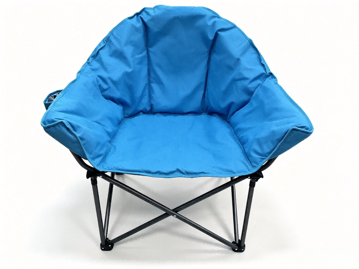 Padded Folding Camping Moon Chair with Side Storage Pocket